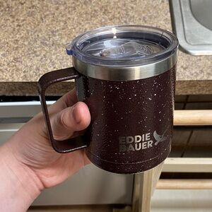 Eddie Bauer Speckled Brown Mug with Clear Lid